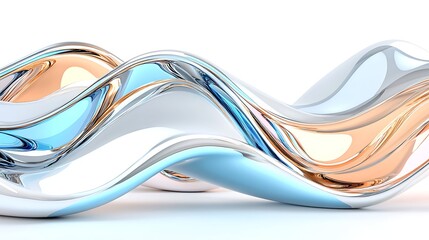 Fototapeta premium Abstract Liquid Wave D Render Blue White Gold Swirl Curve Flowing Design Background
