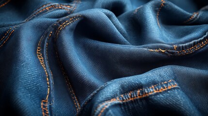 Naklejka premium Draped Denim Fabric Showing Detailed Stitching