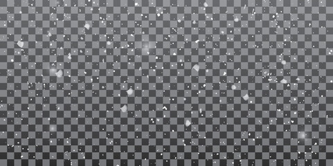 Snowflake design. Winter. Snowfall. Scattered snowflakes.  Small falling snowflakes. Snow storm effect