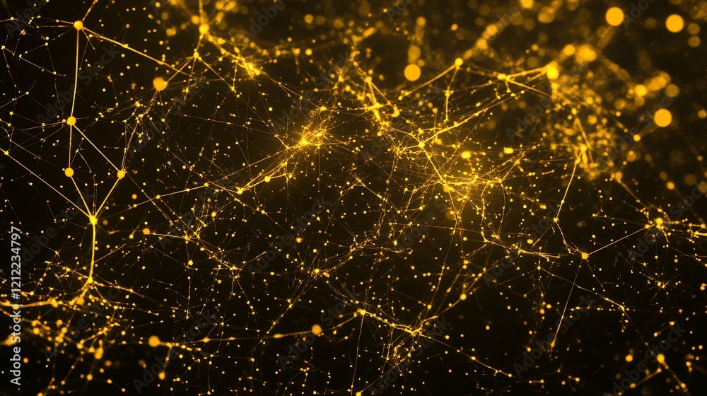 Aufkleber abstract gold network connection.