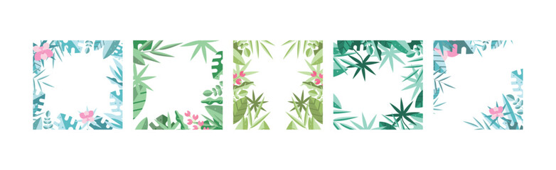 Green Foliage and Leaf Frame and Decorative Border Vector Set © topvectors