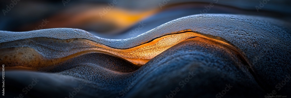 Poster abstract close-up of textured, wavy surfaces with warm and cool tones.