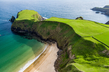 Silver Strand, a beach in a sheltered, horseshoe-shaped bay, situated at Malin Beg, near...