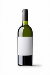 Wine bottle with blank label mock up isolated white background