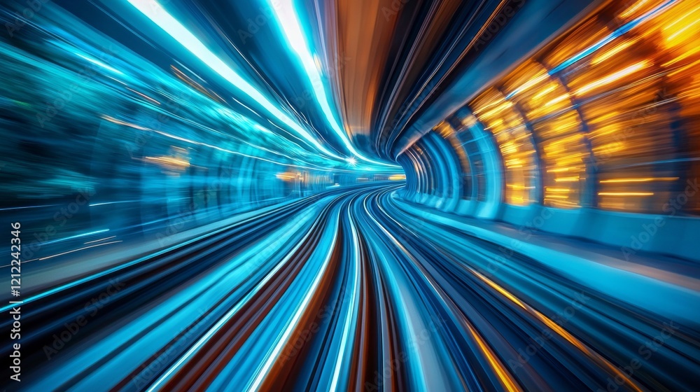 Aufkleber Bold blue lights weave together in a dynamic display, creating an illusion of speed and movement. The smooth curves evoke feelings of energy and excitement, perfect for digital use