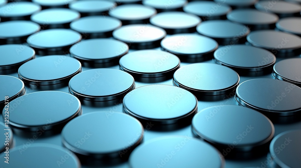 Poster Abstract background of many metallic blue cylinders in a repeating pattern.