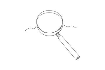 Hand-drawn magnifying glass one-line art drawing. Magnifying glass continuous outline icon.