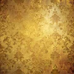 Golden Floral Damask Pattern. Vintage Wallpaper Background