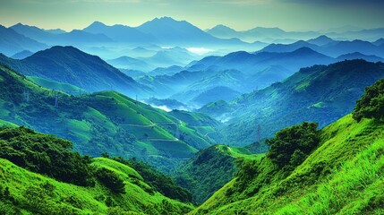 Obraz premium A financial analyst evaluating energy infrastructure stocks, emphasizing the role of renewable energy plants and transmission networks in creating sustainable investment opportunities.