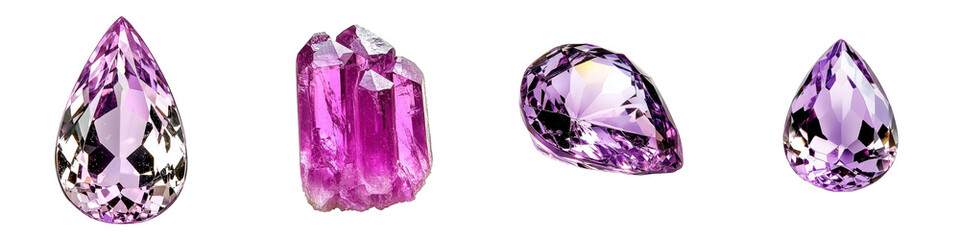 Fototapeta premium Elegant Display of Various Purple Gemstones in Unique Shapes