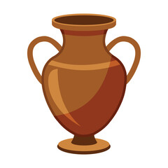 Illustration of brown vase with two handles on white