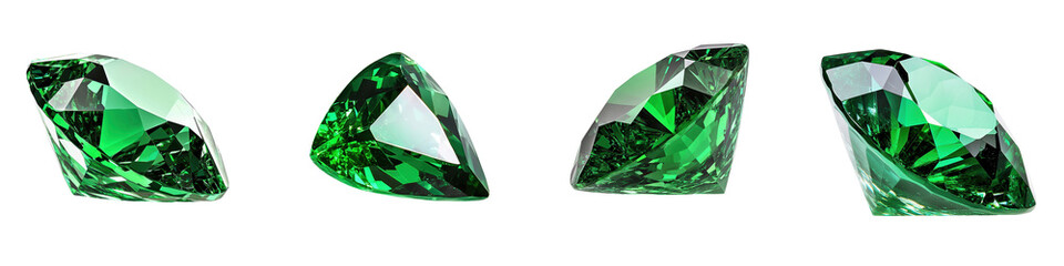 Fototapeta premium Brilliant Green Gemstones Displayed on a Glittering Surface