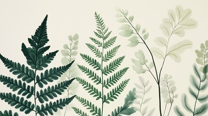 Minimalist fern watercolor painting for home decor