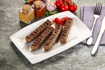 Grilled beef kebab minced meat