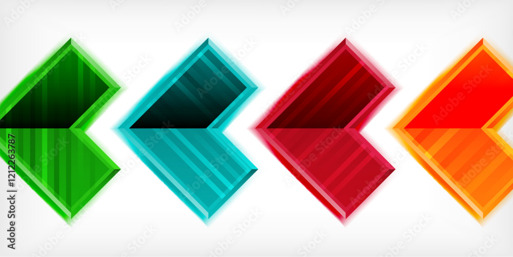 Poster Arrow symbols created with 3d effects and line texture geometric abstract background