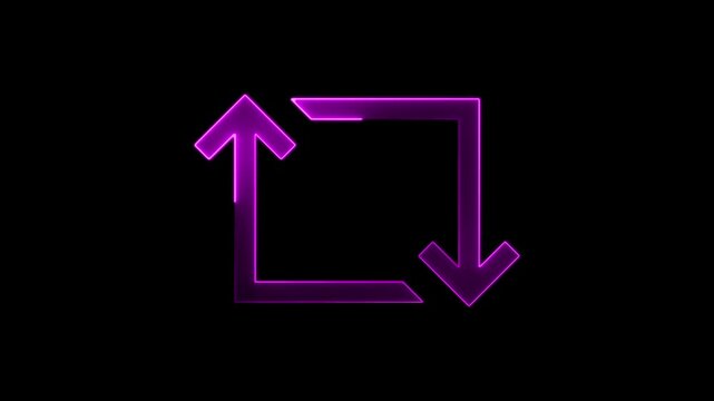 Retweet the vector icon. Symbol retweet burned on a black backgroundRotate your phone stock video. 4k animation video