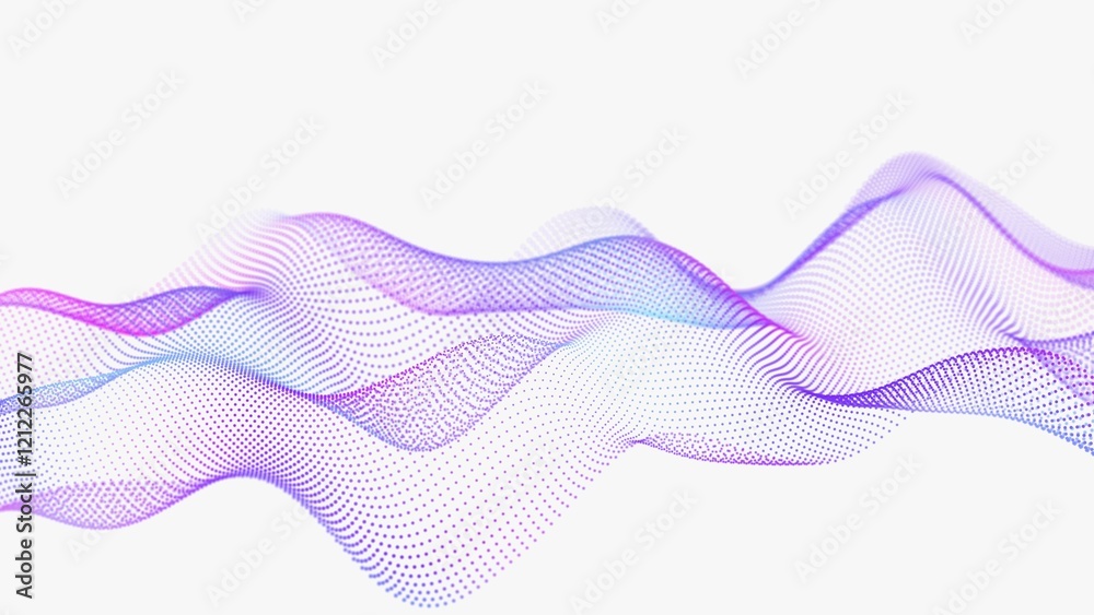 Poster futuristic wave with many dots. abstract motion background of colored dots. technology or science. 3