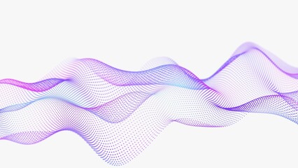 Futuristic wave with many dots. Abstract motion background of colored dots. Technology or science. 3d rendering