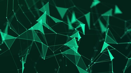 Abstract polygonal space with dots and lines motion. Data technology and scientific illustration. 3d. 