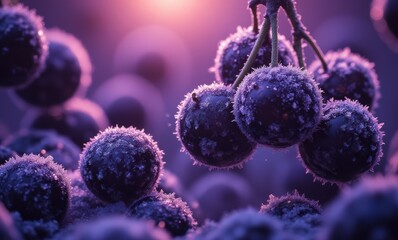 Frosted blackberries glistening in twilight