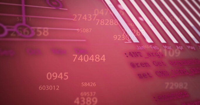 Image of digital data processing over red background