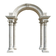 Classic column arch isolated on transparent background, cut out