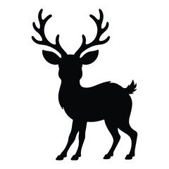 Standing Baby Deer Silhouette with Antlers