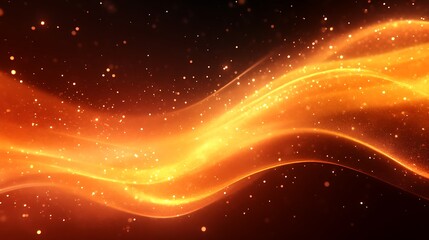 Obraz premium Golden Wave Abstract Background with Sparkling Dust