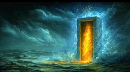 A futuristic door opening to a world of vast, neon-lit cityscapes, limitless stars above, and a sense of liberation in every direction.