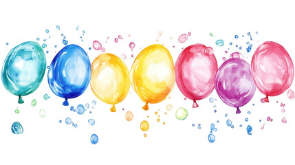 Colorful water balloons for Songkran Festival, isolated on white, PNG file
