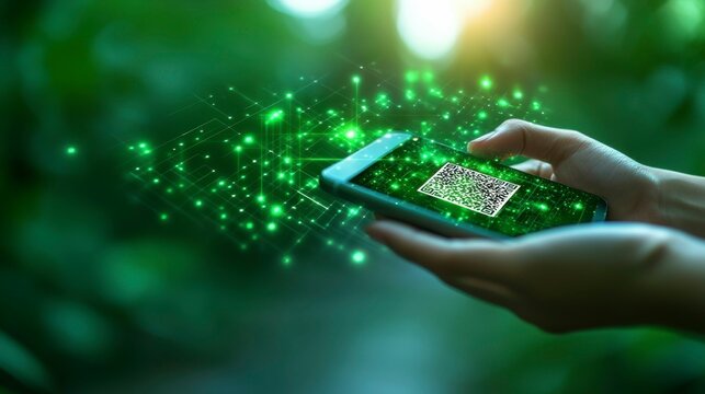 A person scanning a QR code with their mobile phone to pay via digital wallet, illustrating the convenience and security of QR code payments for fast and effortless transactions.