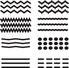 Wave form shapes elements icon illustration. zigzag style. sign symbol set collection, for your unique design 