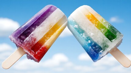 Rainbow Ice Pops  Summer Treats  Frozen Dessert  Cool Refreshment