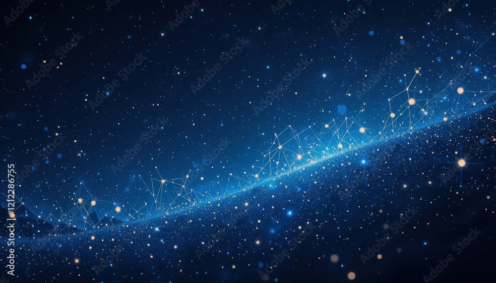 Wall mural in a breathtaking expanse, stars twinkle against a deep blue backdrop, interspersed with bright dots