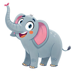 Cute elephant in flat cartoon style