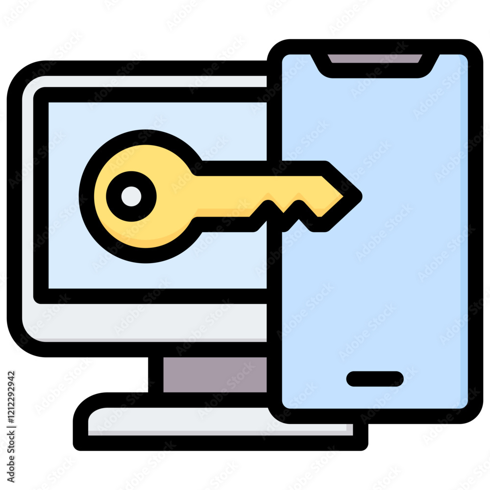 Poster Two Factor Authentication Outline Color Icon