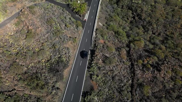 Landscape of the Masca valley at sunset in Tenerife, Canary island, Spain. Scenic mountain landscape road