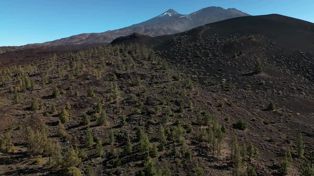 Aerial shot of Mount Teide volcano in Tenerife, Canaries, Spain