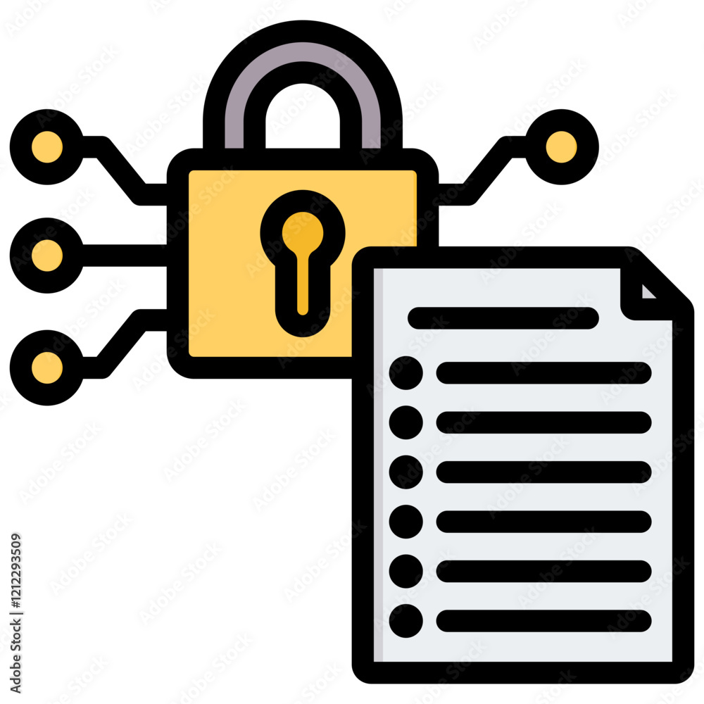 Poster cyber security framework outline color icon