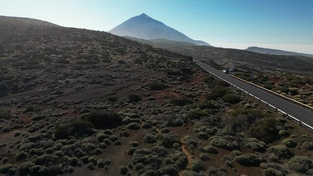 Aerial shot of Mount Teide volcano in Tenerife, Canaries, Spain