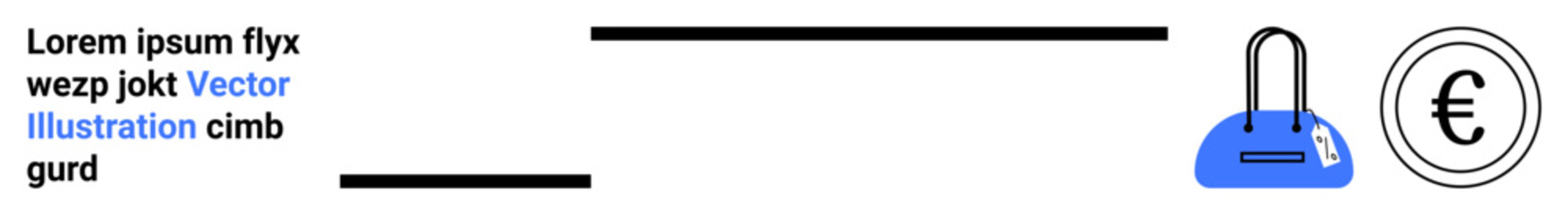 Wallet and Euro sign alongside placeholder text in a clean, minimalist design. Ideal for finance, shopping, e-commerce, banking, currency exchange, digital transactions, economic-themed prototype