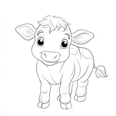 Obraz premium Line art of a calf standing with visible spots, likely for a coloring page