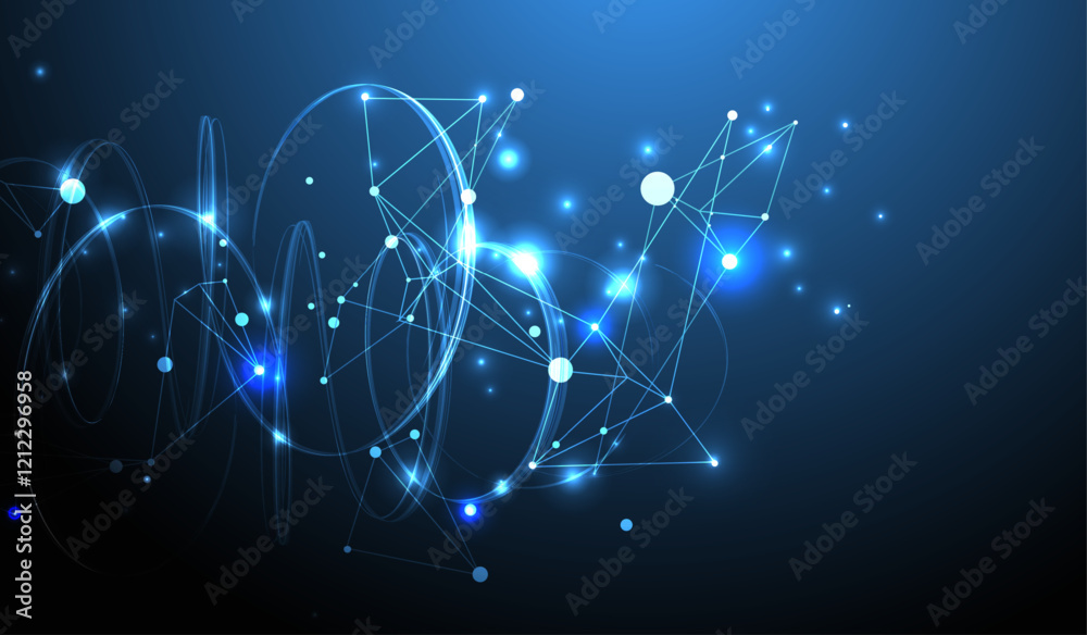 Aufkleber Template for science and technology presentation. Plexus style background.