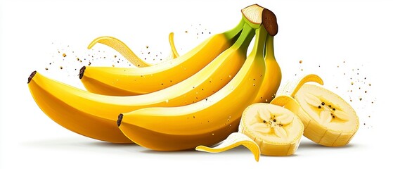 Fresh Bunch of Bananas with Slices