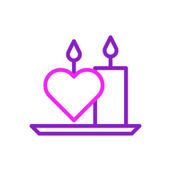 Candles with Heart Valentines Day