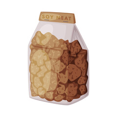 Soy Meat Package as Natural and Organic Product from Soybean Plant Vector Illustration