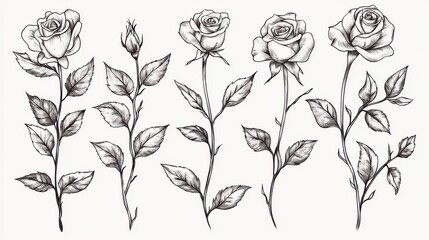 Fototapeta premium Elegant rose leaves artwork for logo design 