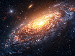 Vibrant spiral galaxy illuminated in the depths of outer space revealing cosmic beauty