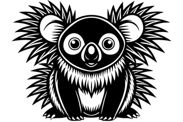 A simple wild animal shap with short spikers cartoon style , vector illustration