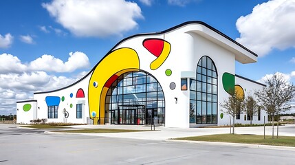 Modern Colorful Building  Abstract Design  Commercial Architecture